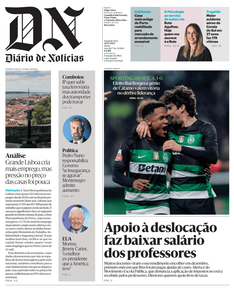 Prima-pagina-Diario de Noticias-edizione-di-oggi-20241230